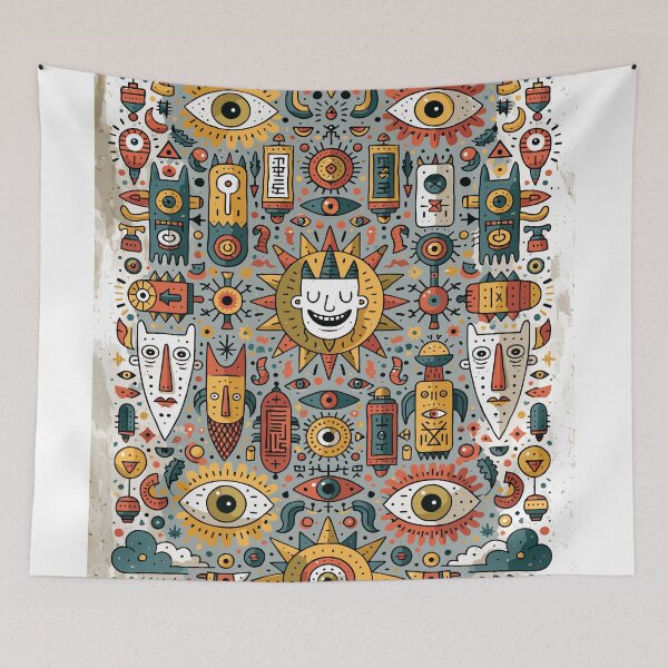 Item preview, Intricate Mystic Eyes Folk Art Doodle Pattern designed and sold by Romgora.