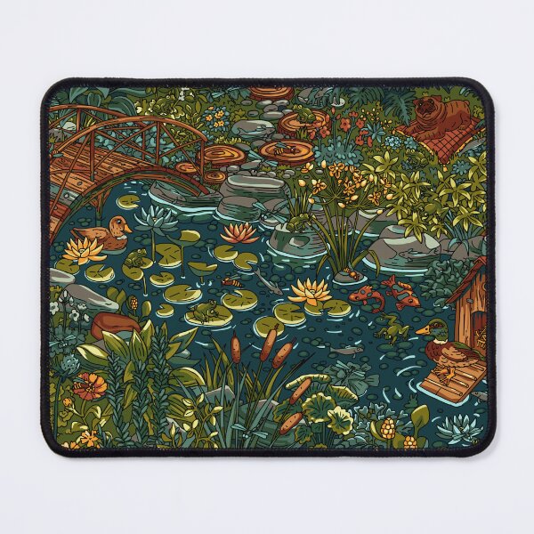Item preview, Whimsical Garden Pond Full of Wildlife designed and sold by Olga Kholkina.