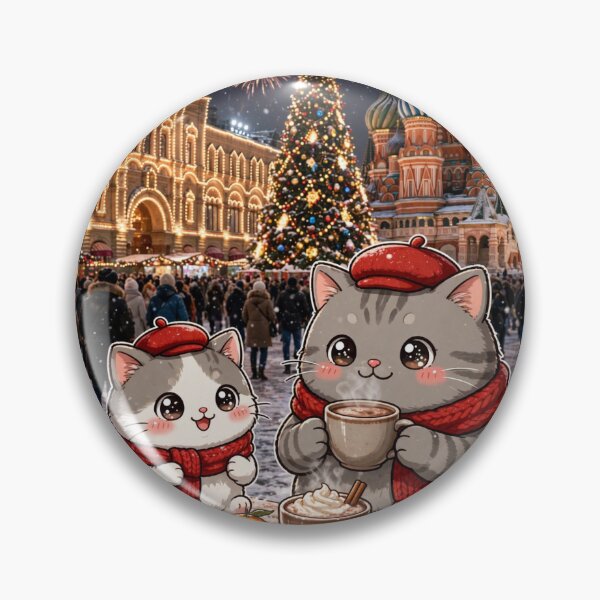 Item preview, Junior and Freda New Year at Red Square Moscow - Cute Winter Cats Sticker designed and sold by MAISON SYLVIE.