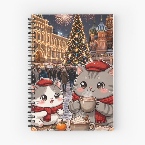 Item preview, Junior and Freda New Year at Red Square Moscow - Cute Winter Cats Sticker designed and sold by MAISON SYLVIE.