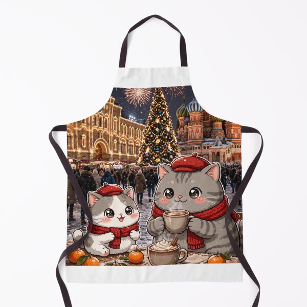 Item preview, Junior and Freda New Year at Red Square Moscow - Cute Winter Cats Sticker designed and sold by MAISON SYLVIE.