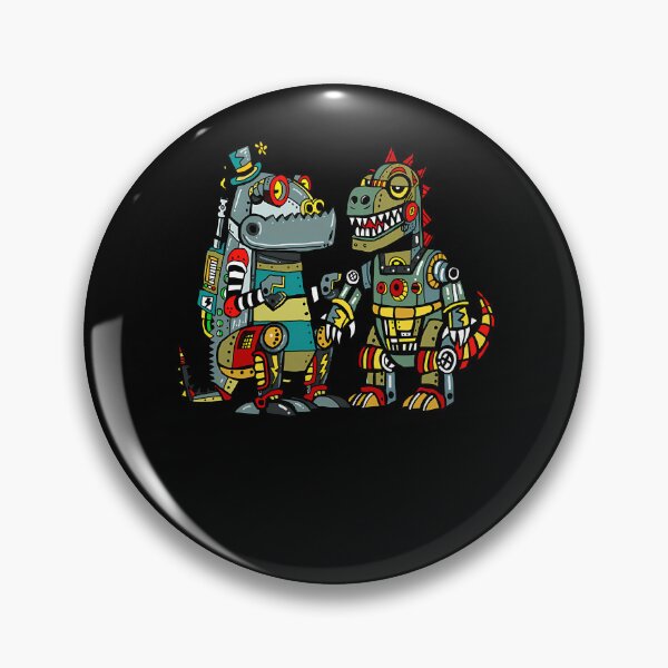 Item preview, Cartoon Mechanical Dinosaurs Fighting Metallic Reptiles designed and sold by JevonCrist.