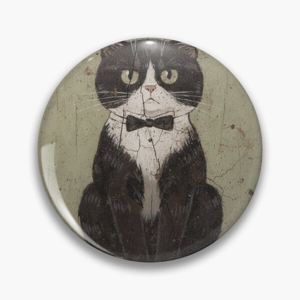 Item preview, Solemn Tuxedo Cat Folk Art designed and sold by PictorialWhimsy.