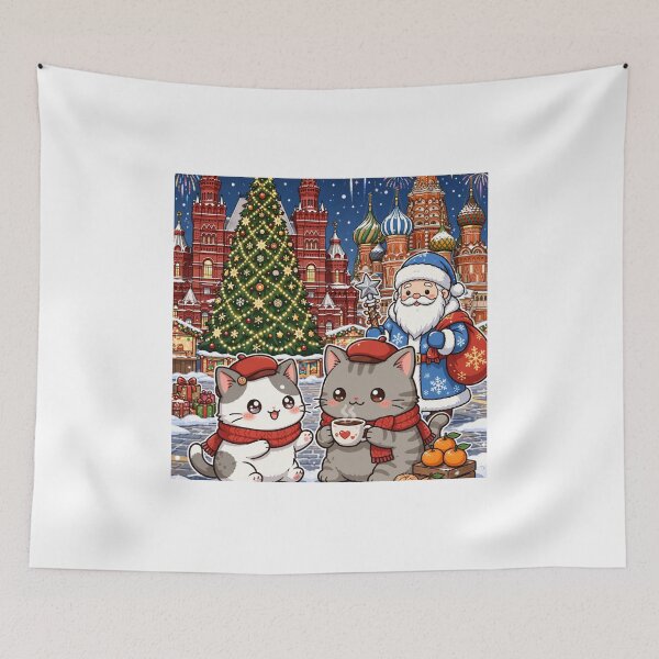 Item preview, Junior and Freda with Ded Moroz at Red Square Moscow - Russian Christmas Cats designed and sold by MAISON SYLVIE.