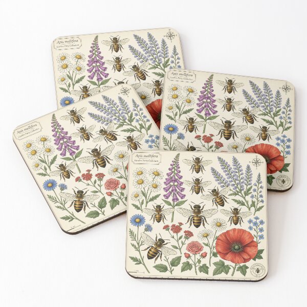 Item preview, Bees & Garden Party Botanical Engraving designed and sold by DIUMERI.