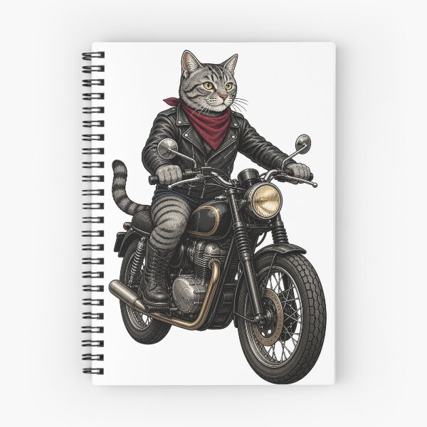 Item preview, Gray Tabby Cat Biker Rider designed and sold by TVEX19.