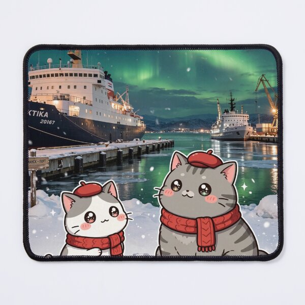Item preview, Junior and Freda in Arctic Russia - Cute Cats and Northern Lights designed and sold by MAISON SYLVIE.
