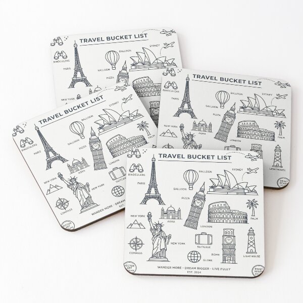 Item preview, Travel Bucket List Minimalist Line Art designed and sold by DIUMERI.