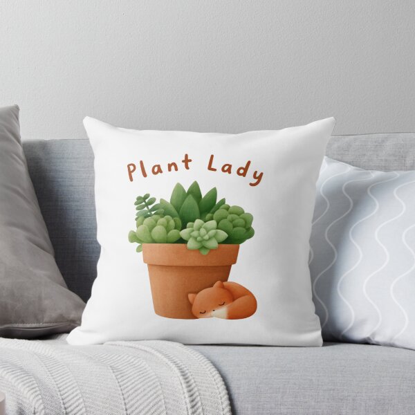 Item preview, Plant Lady Succulent Pot Illustration With Sleeping Fox Cute Terracotta Potted Plant Artwork designed and sold by KanDa-Shop.