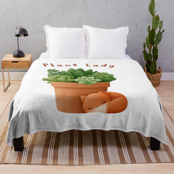Item preview, Plant Lady Succulent Pot Illustration With Sleeping Fox Cute Terracotta Potted Plant Artwork designed and sold by KanDa-Shop.