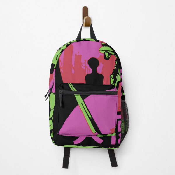 Item preview, Green Mecha Head Beside Person Silhouette Against Red Sun designed and sold by MaxineHoppe.