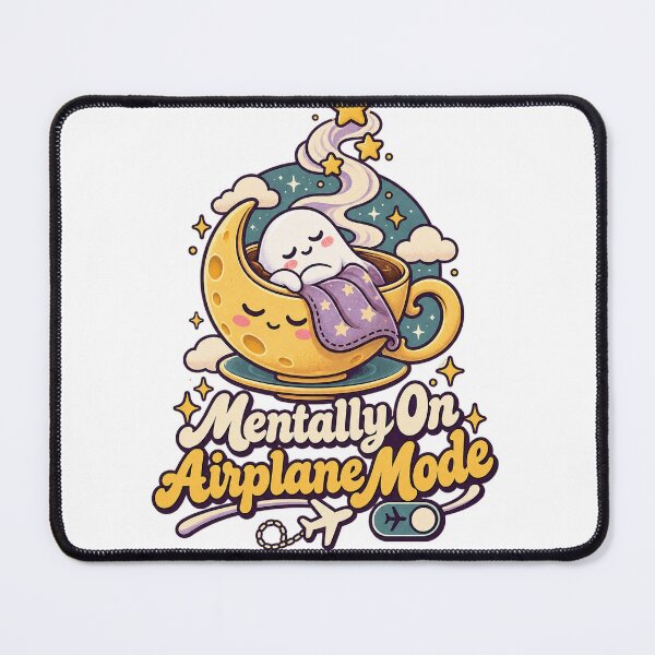 Item preview, Mentally On Airplane Mode Cute Ghost designed and sold by NoorCanvasArt.