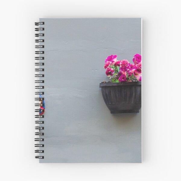 Item preview, Madonna Figurine and Wall Planter With Pink Flowers on Minimal Grey Exterior Wall designed and sold by Nmallia.