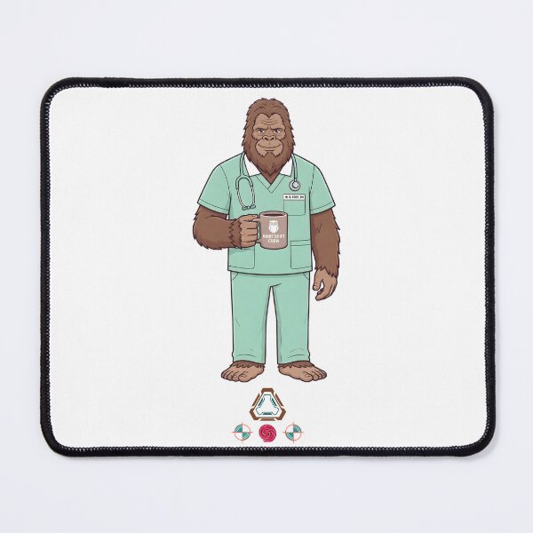 Item preview, Bigfoot Nurse "Night Shift Crew" - Funny Sasquatch RN Scrubs designed and sold by Whimsy Trail Co.