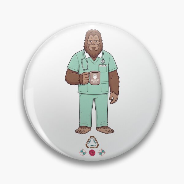 Item preview, Bigfoot Nurse "Night Shift Crew" - Funny Sasquatch RN Scrubs designed and sold by Whimsy Trail Co.