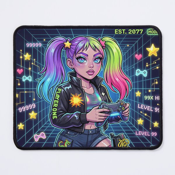 Item preview, Gamer Girl Energy Neon Cyberpunk Controller Art designed and sold by DIUMERI.