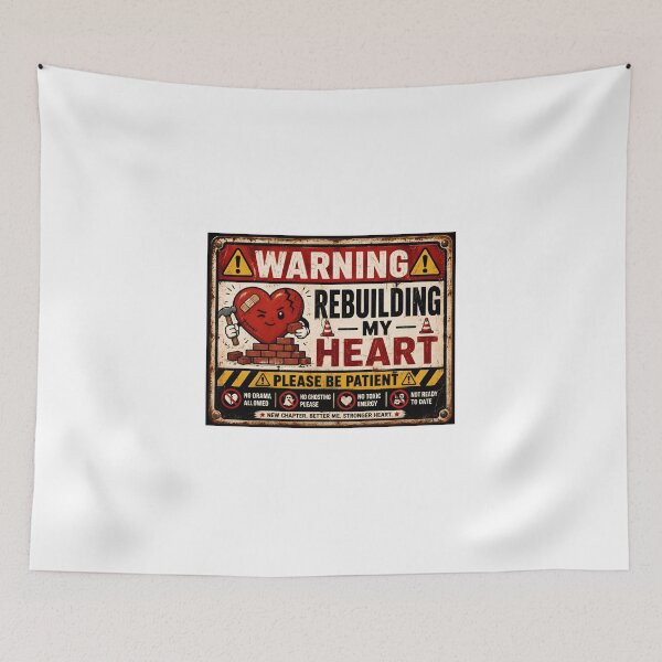 Item preview, Warning Rebuilding My Heart Funny Vintage Sign Self Care designed and sold by Sitred123.