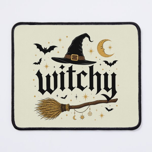 Item preview, Retro Witchy Halloween, Bat and Broomstick Witch, Funny Halloween designed and sold by KodiakMillyy.