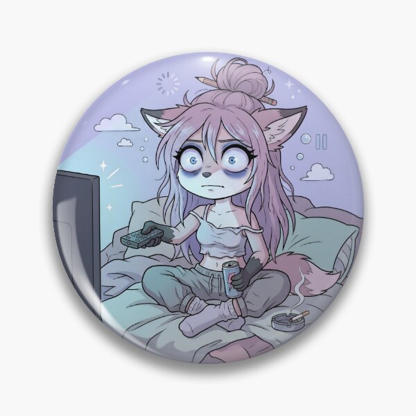 Item preview, Binge Watching Till Death Fox - Bed Rotting TV Marathon Chibi designed and sold by CaliLuminos.