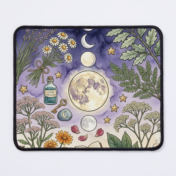 Item preview, Witchy Cottagecore Watercolor Moon Phases Herbs designed and sold by DIUMERI.