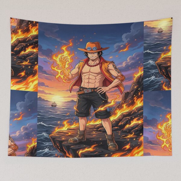 Item preview, One Piece Portgas D. Ace Fire Fist Wallpaper Aesthetic Anime Artwork designed and sold by Matt_Smith.