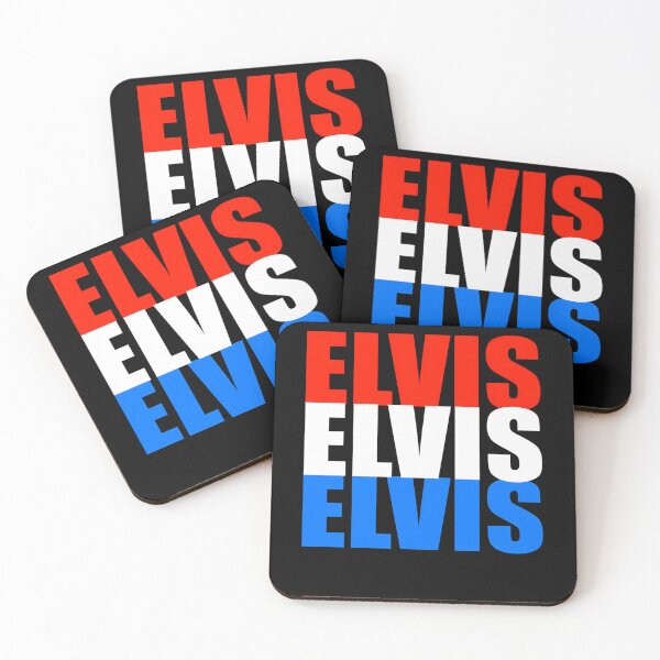 Aperçu de l'œuvre Elvis Elvis Elvis Typographie rouge, blanche et bleue créée et vendue par EdaEichmann.