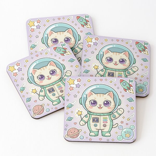 Item preview, Space Cat Astronaut Pastel Kawaii Cute Sticker designed and sold by DIUMERI.