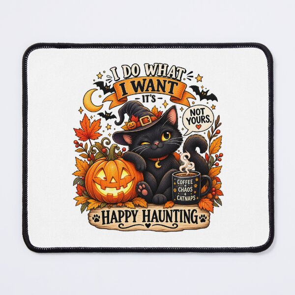Item preview, Funny Halloween Black Cat Witch Coffee Pumpkin Catnaps designed and sold by Dreamy Ocean Art.