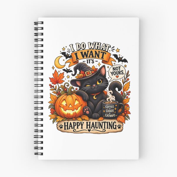 Item preview, Funny Halloween Black Cat Witch Coffee Pumpkin Catnaps designed and sold by Dreamy Ocean Art.
