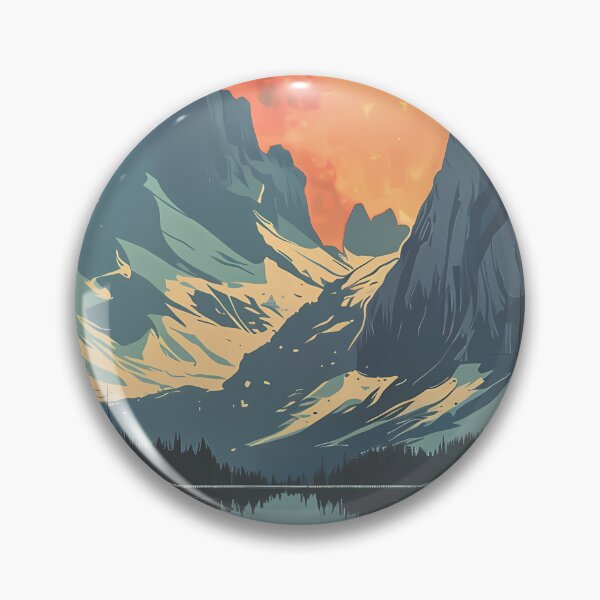 Item preview, Vintage Travel Poster – Giant Red Moon over Mountain Lake designed and sold by Artdavesalzburg.