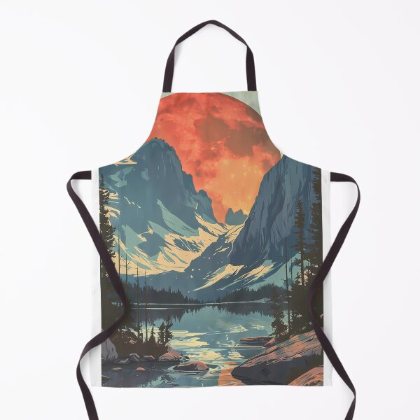 Item preview, Vintage Travel Poster – Giant Red Moon over Mountain Lake designed and sold by Artdavesalzburg.