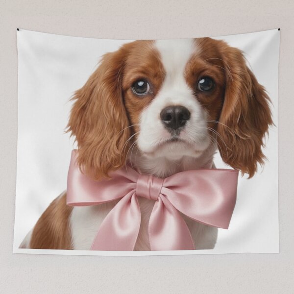 Item preview, Cavalier Coquette Puppy with Pink Bow designed and sold by conamor-bymel.