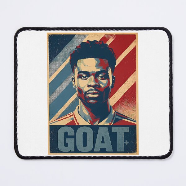 Item preview, Bukayo Saka - G.O.A.T Typography designed and sold by de-mTsevbcm.