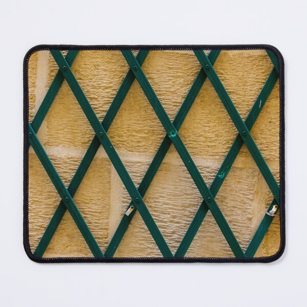 Item preview, Green Wooden Lattice Trellis On Textured Yellow Stone Wall With Geometric Pattern And Texture designed and sold by Nmallia.