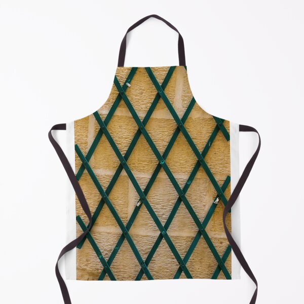 Item preview, Green Wooden Lattice Trellis On Textured Yellow Stone Wall With Geometric Pattern And Texture designed and sold by Nmallia.
