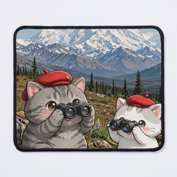 Item preview, Junior and Freda at Denali National Park Alaska - Cute Explorer Cats designed and sold by MAISON SYLVIE.