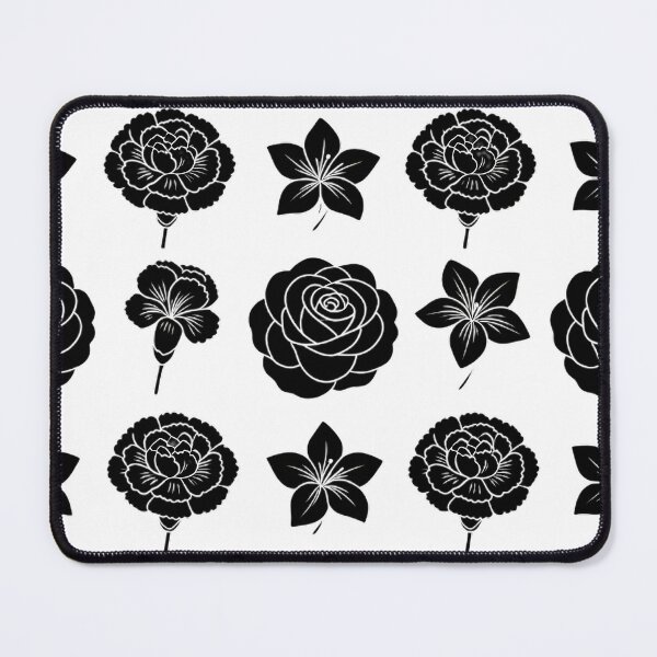 Item preview, Black White Line Art Flower Pattern — Rose Carnation Santan designed and sold by Bondingbonding.