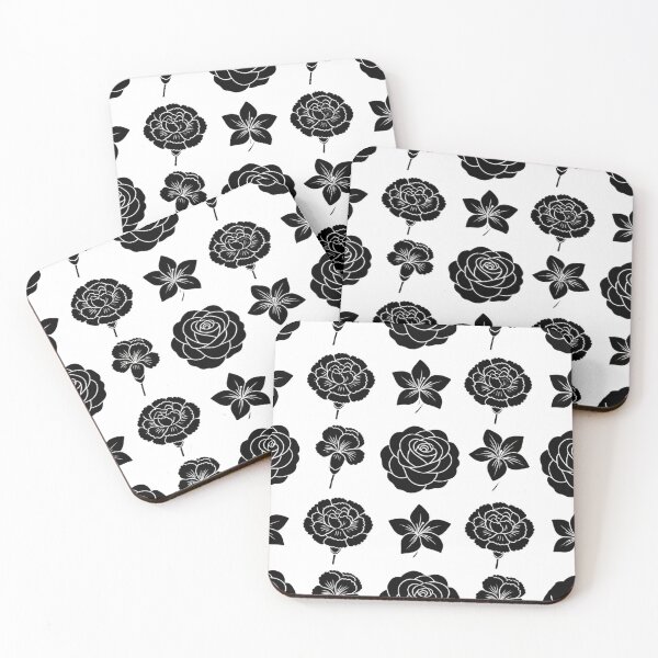Item preview, Black White Line Art Flower Pattern — Rose Carnation Santan designed and sold by Bondingbonding.