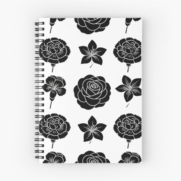 Item preview, Black White Line Art Flower Pattern — Rose Carnation Santan designed and sold by Bondingbonding.