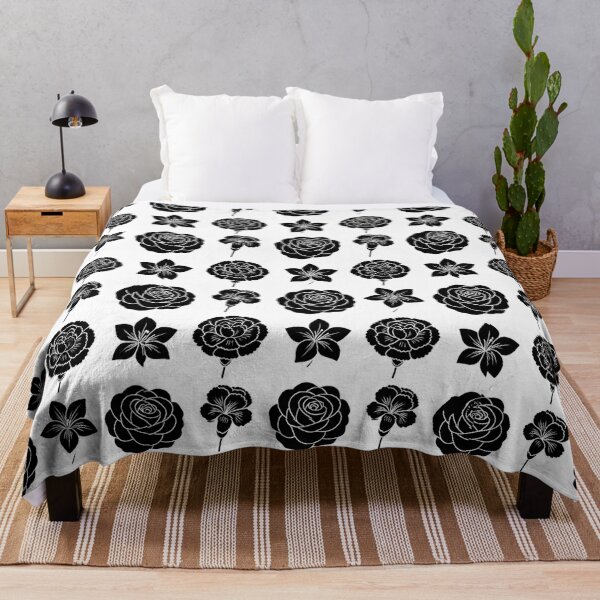 Item preview, Black White Line Art Flower Pattern — Rose Carnation Santan designed and sold by Bondingbonding.