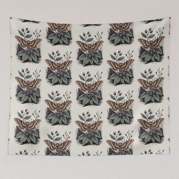 Item preview, Gothic Moth & Botanical Flowers Vintage Illustration designed and sold by NuvoraNest.