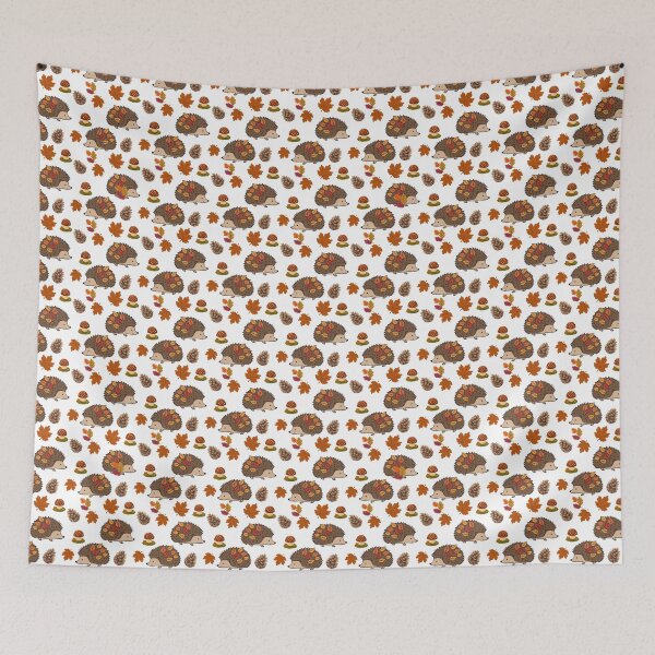 Item preview, Cute Autumn Woodland Seamless Pattern with Hedgehogs, Mushrooms, Pine Cones and Dried Leaves designed and sold by BigDigital.