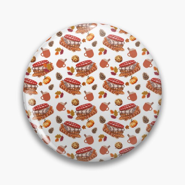 Item preview, Cozy Autumn Seamless Pattern with Blankets, Hot Drinks, Cookies, Pumpkins and Fall Leaves designed and sold by BigDigital.
