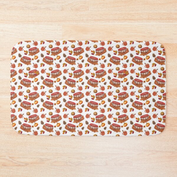 Item preview, Cozy Autumn Seamless Pattern with Blankets, Hot Drinks, Cookies, Pumpkins and Fall Leaves designed and sold by BigDigital.