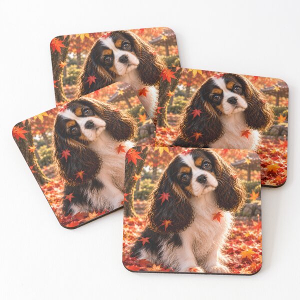 Item preview, Cavalier King Charles Spaniel in Autumn Leaves – Fall Dog Portrait designed and sold by ManJiangHong.
