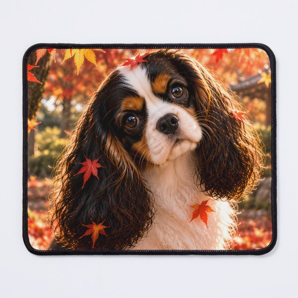 Item preview, Cavalier King Charles Spaniel in Autumn Leaves – Fall Dog Portrait designed and sold by ManJiangHong.