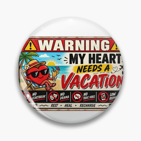 Item preview, Warning My Heart Needs A Vacation Funny Vintage Beach Sign designed and sold by Sitred123.
