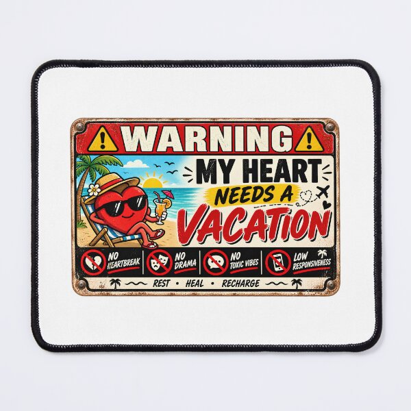 Item preview, Warning My Heart Needs A Vacation Funny Vintage Beach Sign designed and sold by Sitred123.