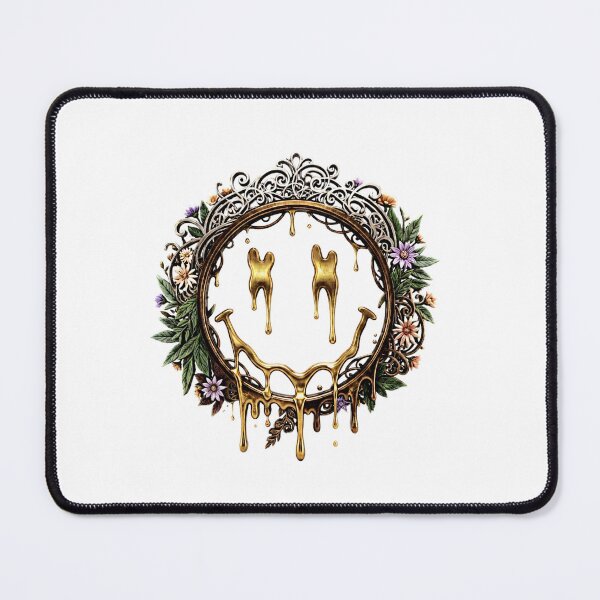 Item preview, Melting Gold Gothic Floral Smiley designed and sold by mackyartsstudio.