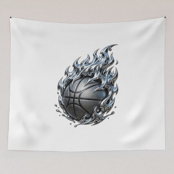Item preview, Liquid Metal Chrome Flaming Basketball designed and sold by DripCultureLab.